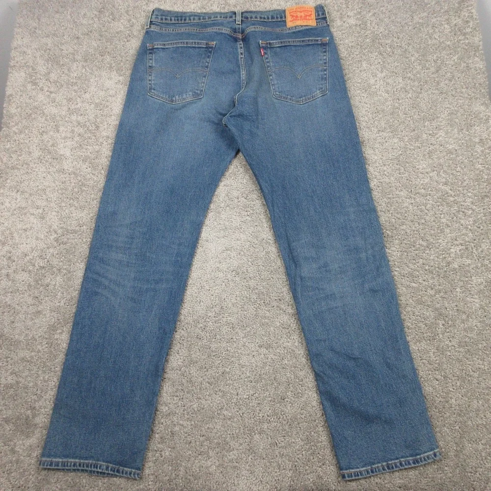 Levis Jeans Mens 36x34 Blue 505 Regular Straight Faded Whisker Zip Denim Pants